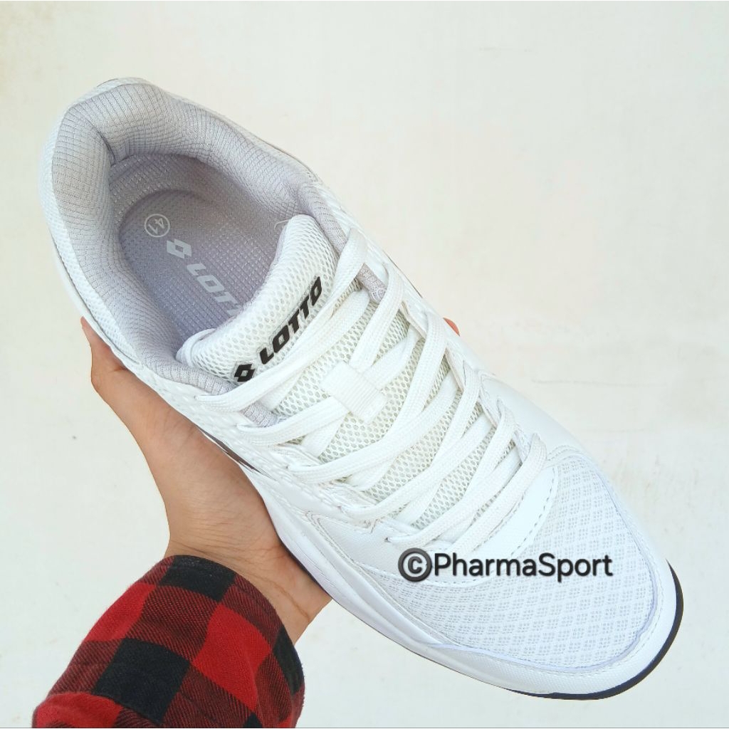 BEST SELLER LOTTO WHITE GREY BLACK PUTIH ABU MUDA SEPATU TENNIS BADMINTON TENIS SHOE ORIGINAL DONALD