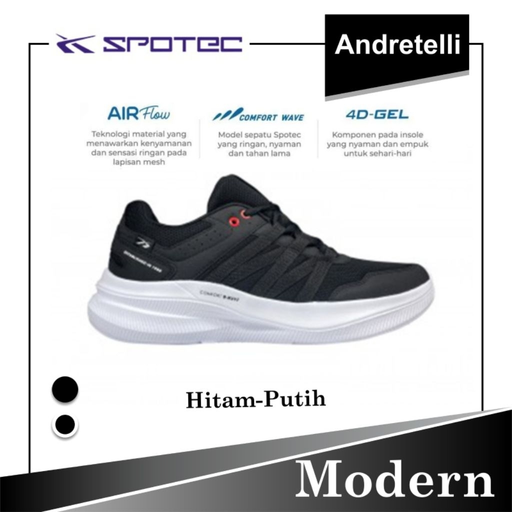 SPOTEC MODERN Sepatu Sekolah HITAM / PUTIH