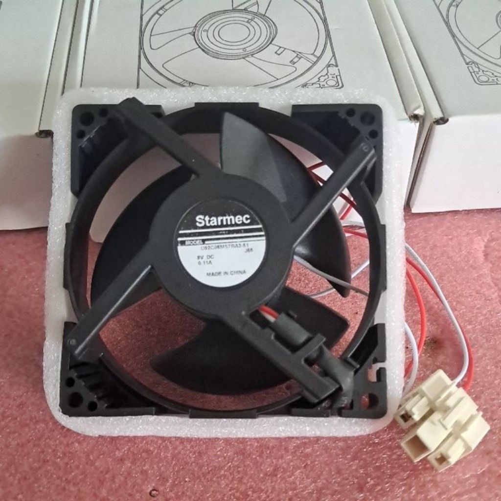 Kipas kulkas inverter 9x9 dc 8v 2 kabel baru
