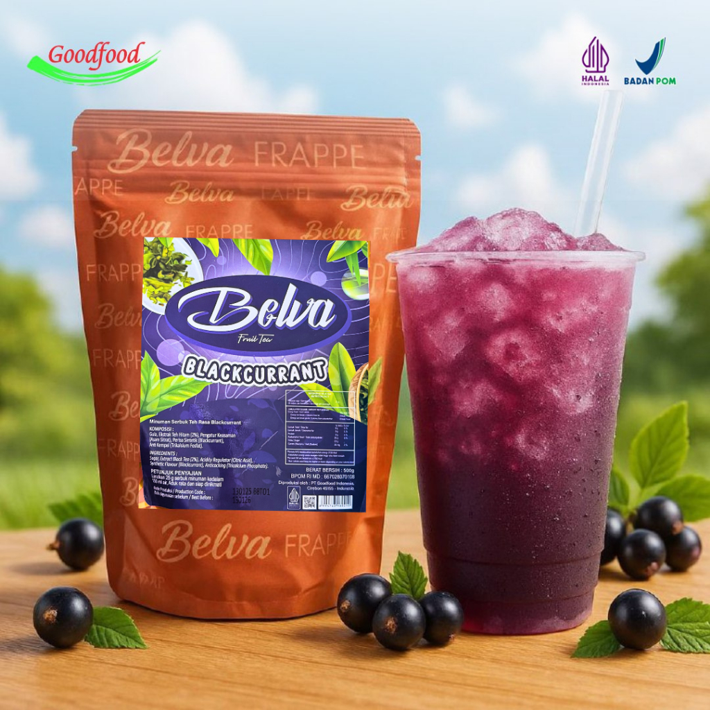 

(500gr Belva Fruit Tea) Bubuk minuman Blackcurrant Tea Belva Fruit Tea 500 gram bubuk powder premium drink minuman kekinian 500gr