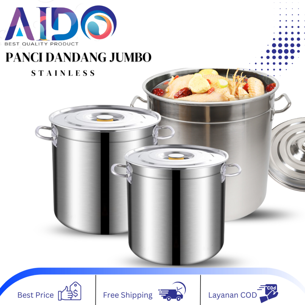 Panci Dandang Bakso Jumbo Panci Dandang Stainless Steel Tebal Jumbo Panci Besar Anti Karat