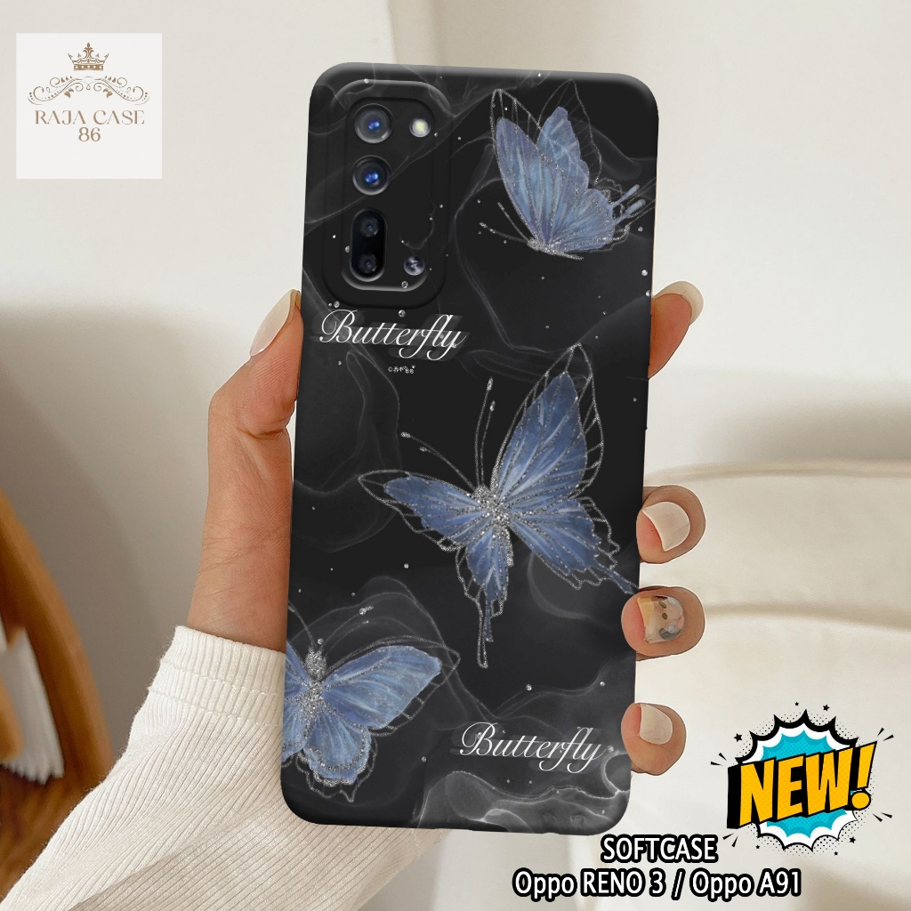 Case Oppo Reno 3 / Oppo A91 - Rajacase - casing Oppo Reno 3 - Motif case Kupu - Pelindung handphone 