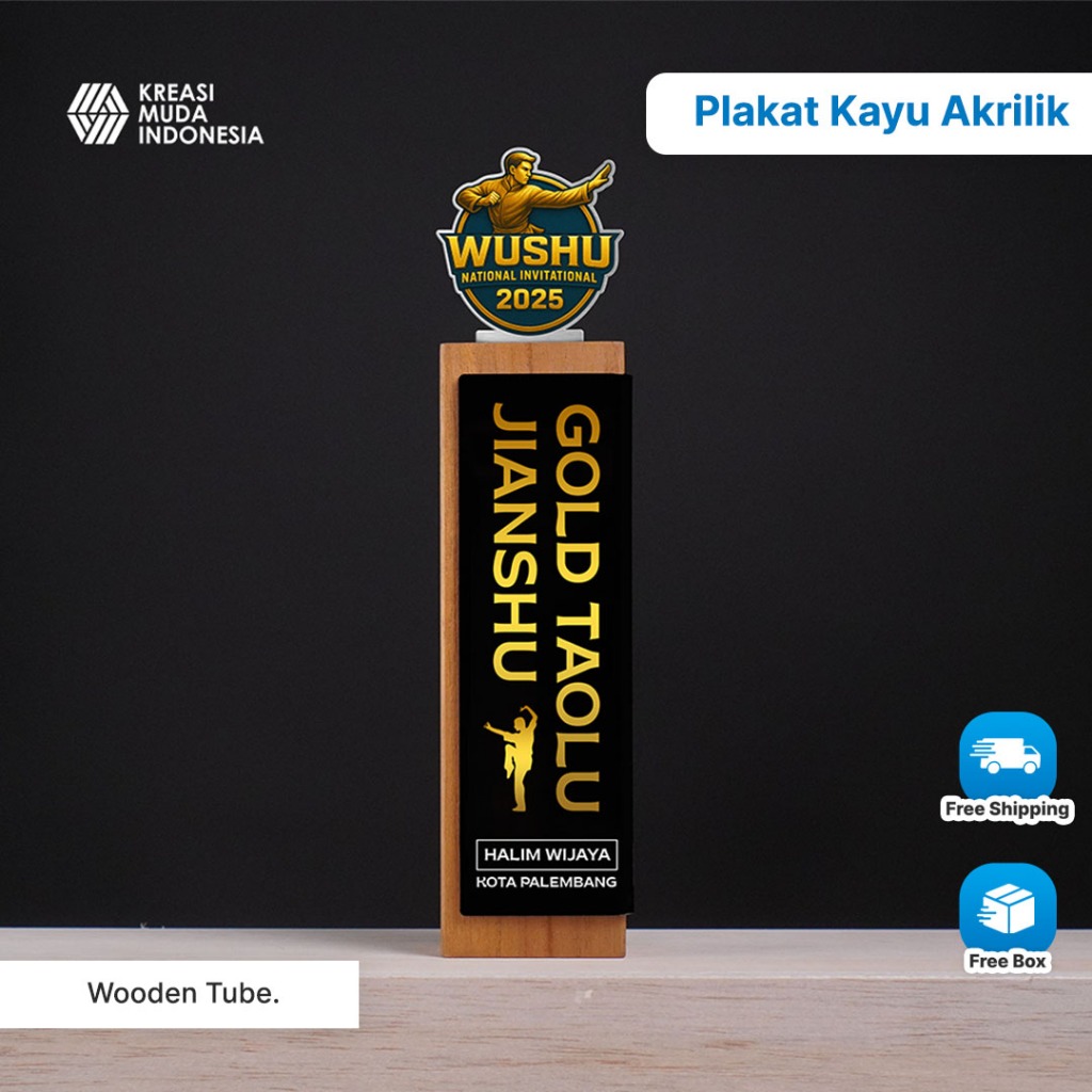 Trophy Piala/Piala MTQ/Padel/Piala Billiard/ Penghargaan Akrilik Kayu Custom Premium WWF