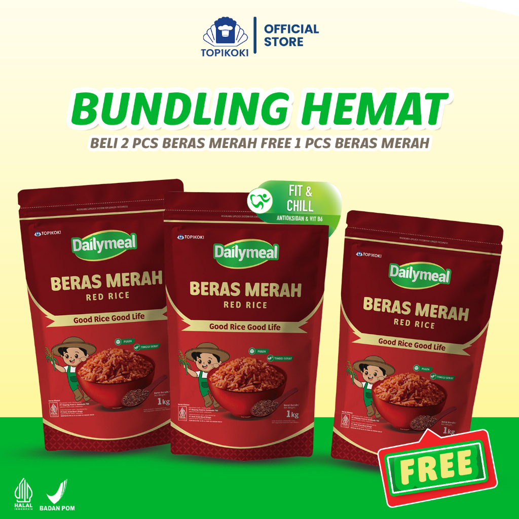 

[Bundling Hemat] Dailymeal - Buy 2 Get 1 Red Rice (Beras Merah) 1 kg (2pcs) - Superfood Premium untuk Nutrisi