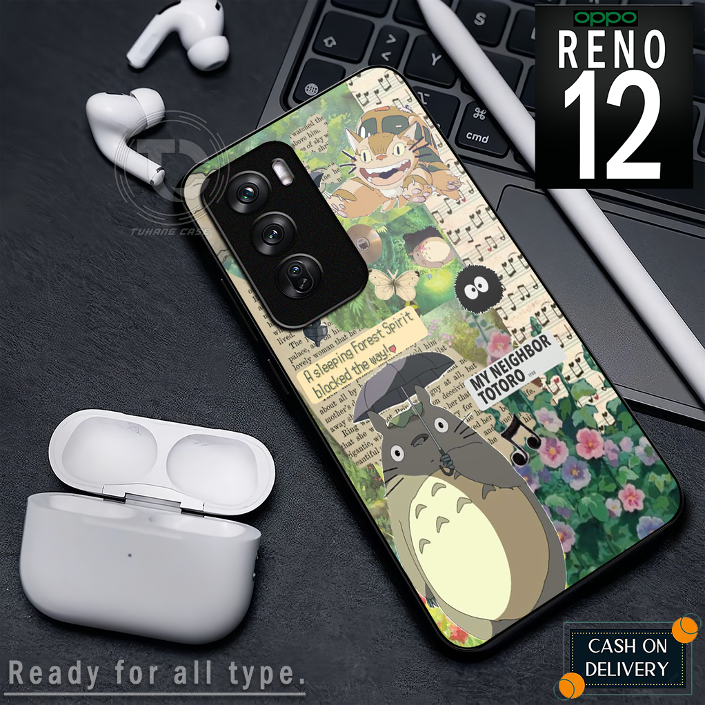 Case Handphone Motif Totoro Untuk oppo reno 12 8t 4g 8t 5g a3x/a3 nfc a17 a17k a3s a74 4g/reno 4f re