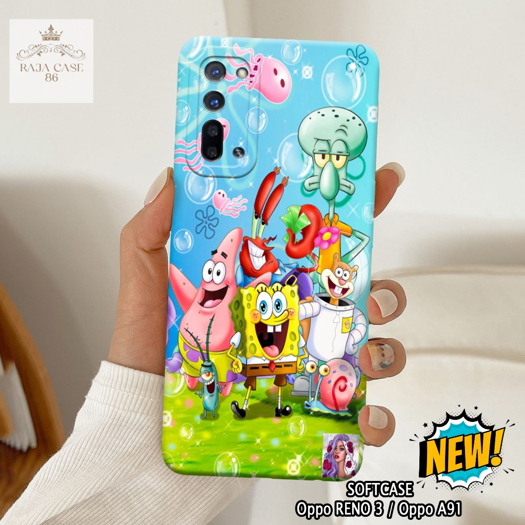Case Oppo Reno 3 / Oppo A91 - Rajacase - casing Oppo Reno 3 - Motif case Kartun - Pelindung handphon