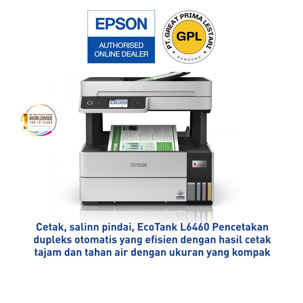 Printer Epson L6460 L 6460 Print Scan Copy Wi-Fi Duplex with ADF - Epson EcoTank L6460