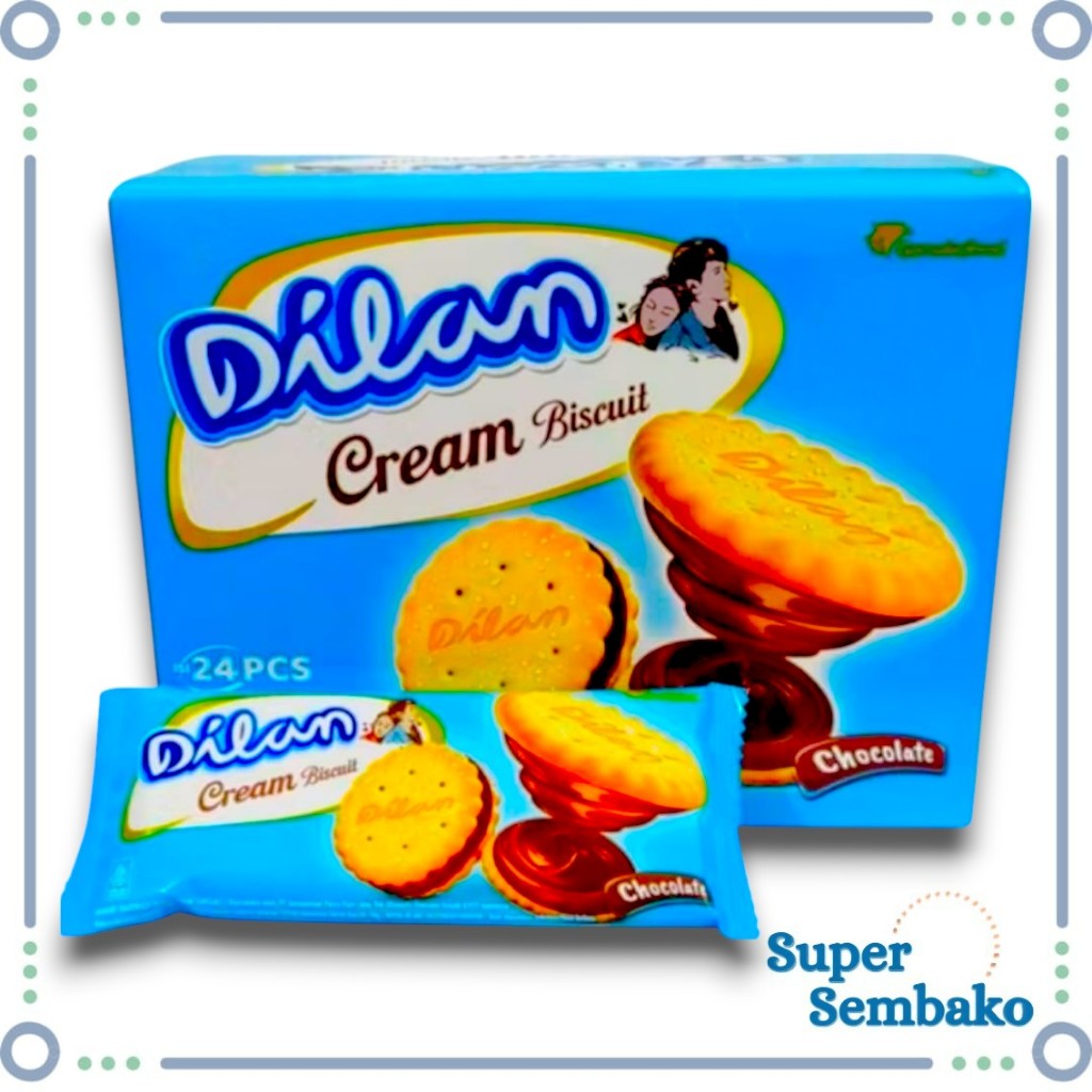 

SNACK BISKUIT SANDWICH DILAN CREAM BISCUIT CHOCOLATE CRISPY 16g PER BOX ISI 24 BUNGKUS