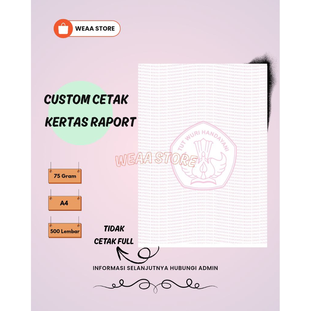

CUSTOM CETAK KERTAS RAPORT A4 75gsm (TIDAK FULL CETAK)