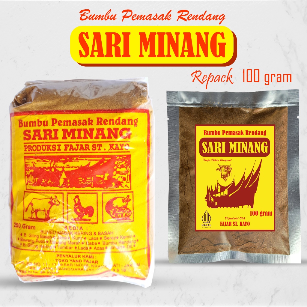 

BUMBU MASAK RENDANG SARI MINANG 100 gram Bumbu Pemasak Rendang Sariminang