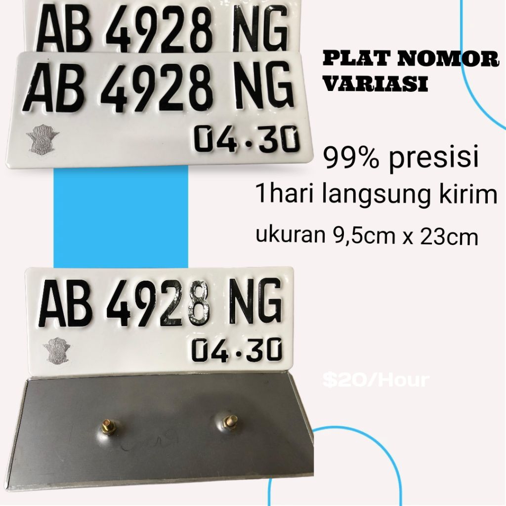 PROMO Variasi sepasang plat nomor motor custom font terbaru baut tanam bebas custom nomor & free nam