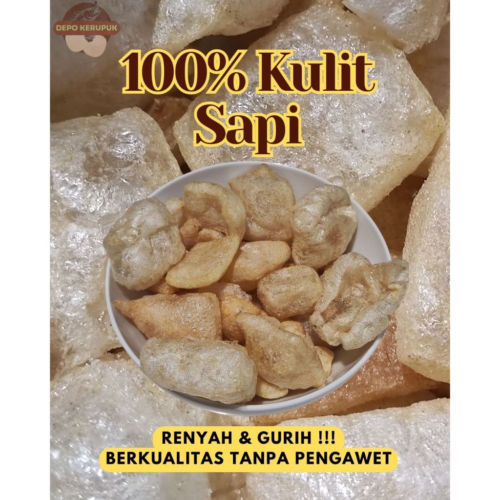 

Kerupuk Kulit Sapi krupuk krecek rambak asli kulit sapi renyah gurih kemplang kotak dadu cemilan kulit jangek dorokdok snack viral jajanan Depo Kerupuk