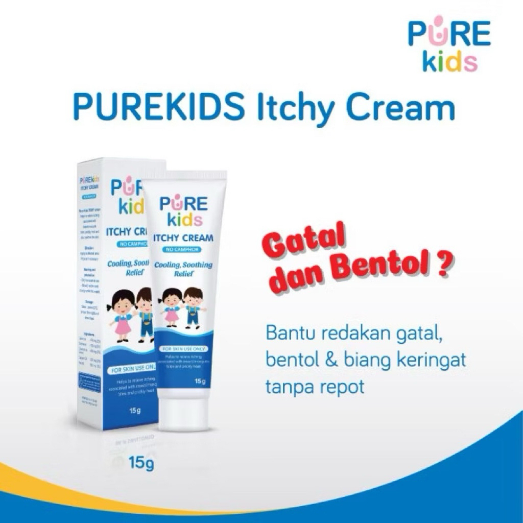 PUREKIDS Itchy Cream 15 gr (krim untuk GATAL) Pereda Gatal Bentol Gigitan Serangga Biang Keringat  B