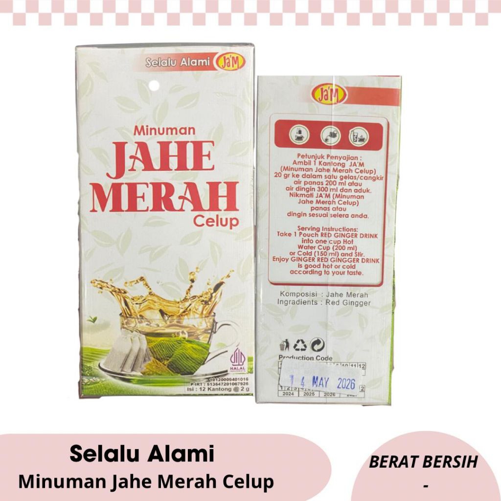 

Minuman Jahe Merah Celup – Selalu Alami 12pcs/2gr