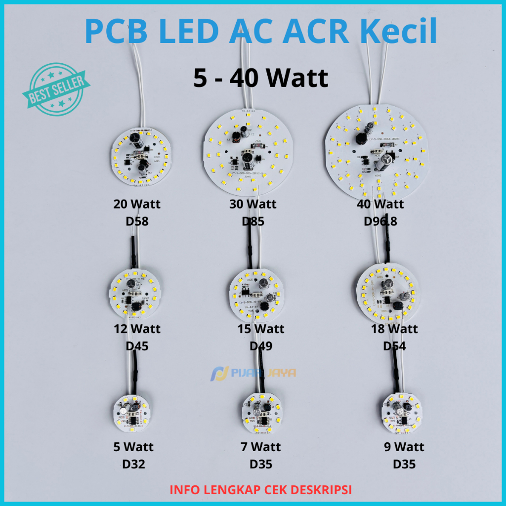 PCB LED AC ACR 3 5 7 9 12 15 18 20 30 40 50 Watt Lengkap - DOB LED AC Modul Mesin Lampu LED