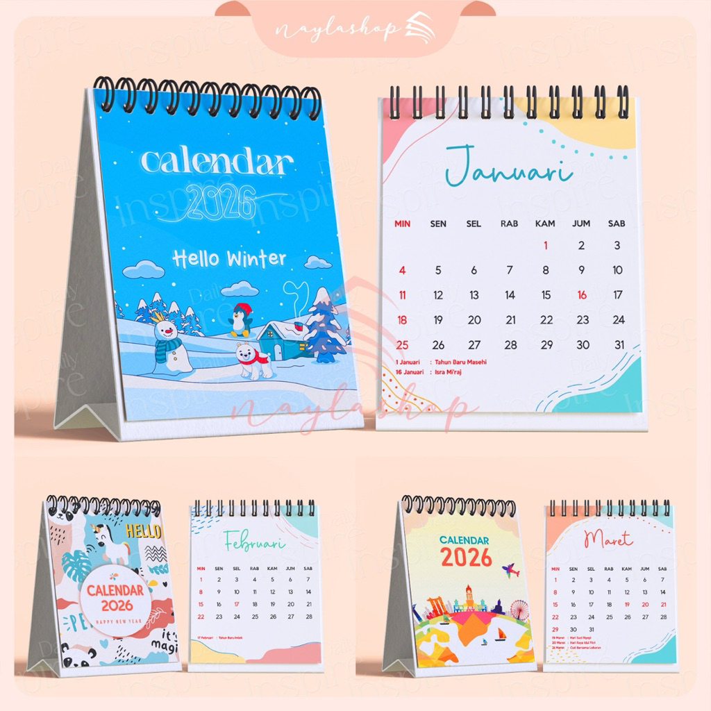 

Kalender 2026/design unik/Calendar meja 2026/Souvenir lengkap
