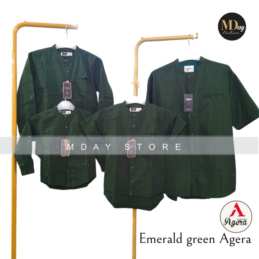 AGERA KEMEJA KOKO COUPLE AYAH ANAK SPESIAL EMERALD GREEN KATUN TWILL TERBARU