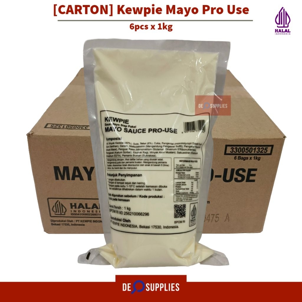 

Kewpie Mayo Sauce Pro Use 1kg x 6pcs - Mayo Siap Pakai Risol Dimsum Halal