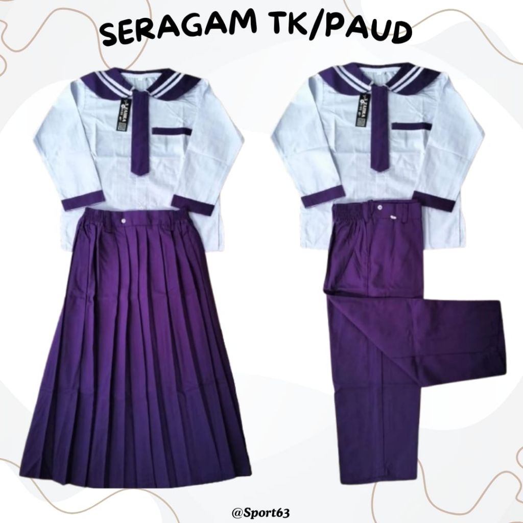 Seragam sekolah anak TK/Paud/ Seragam sekolah anak TK lengan panjang/Seragam anak paud lengan panjan