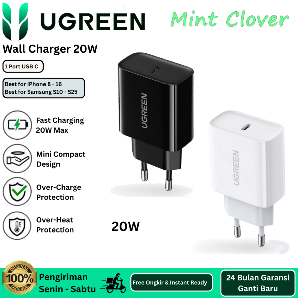 Ugreen Adaptor 20W PD Fast Charging Wall Charger iPhone Samsung