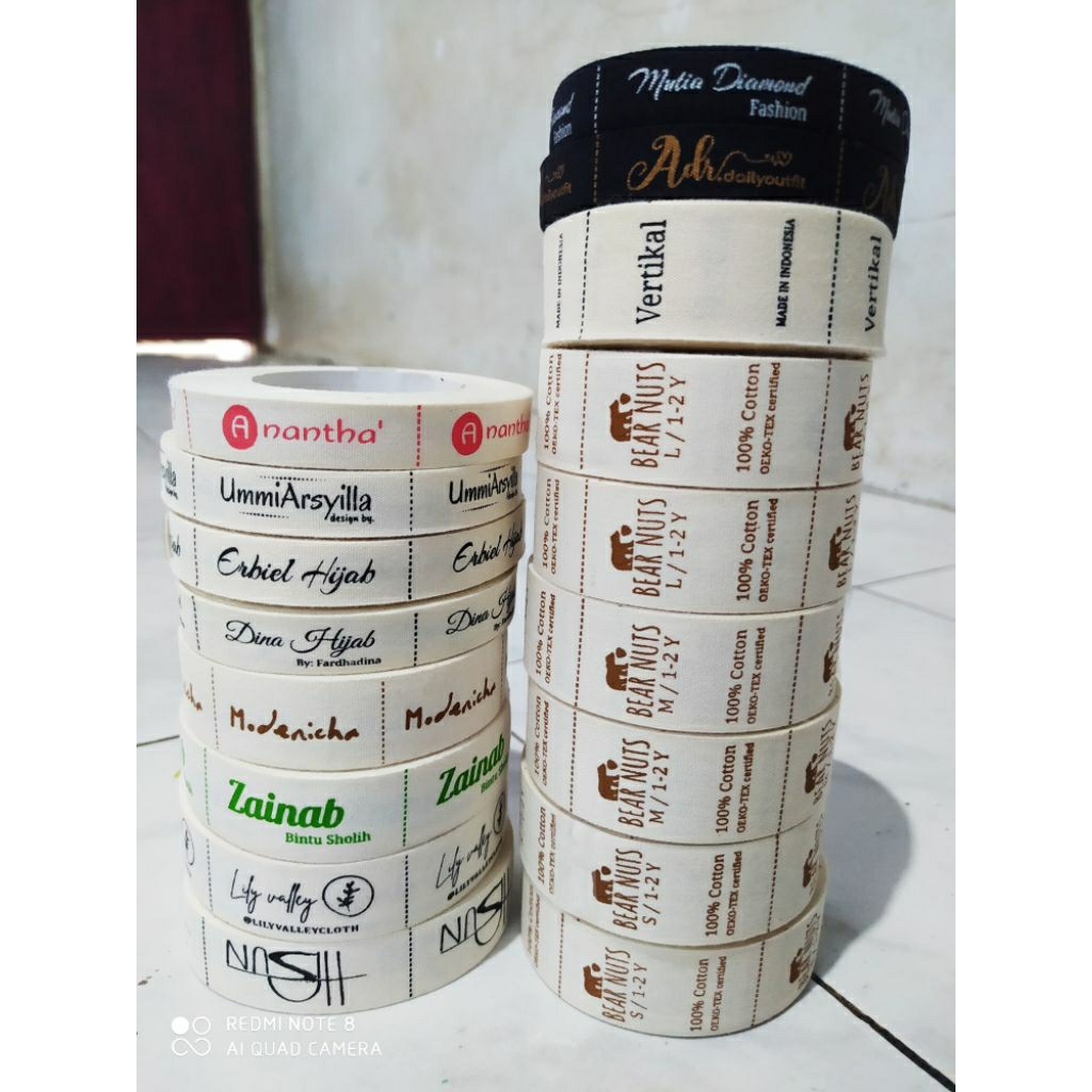 

label nama label custom baju kaos krudung hijab katun