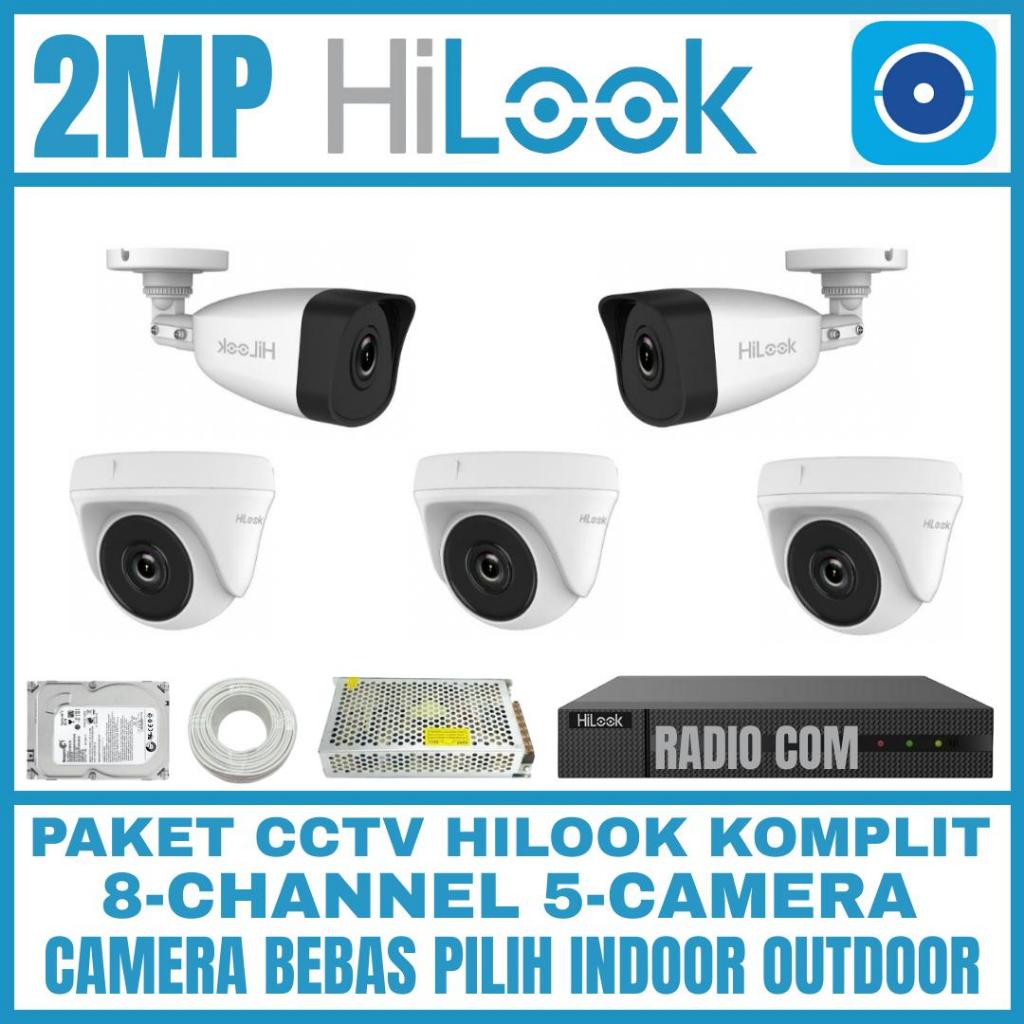 PAKET CCTV HILOOK 8 CHANNEL 5 KAMERA 2MP AUDIO BISA MEREKAM SUARA DAN GAMBAR
