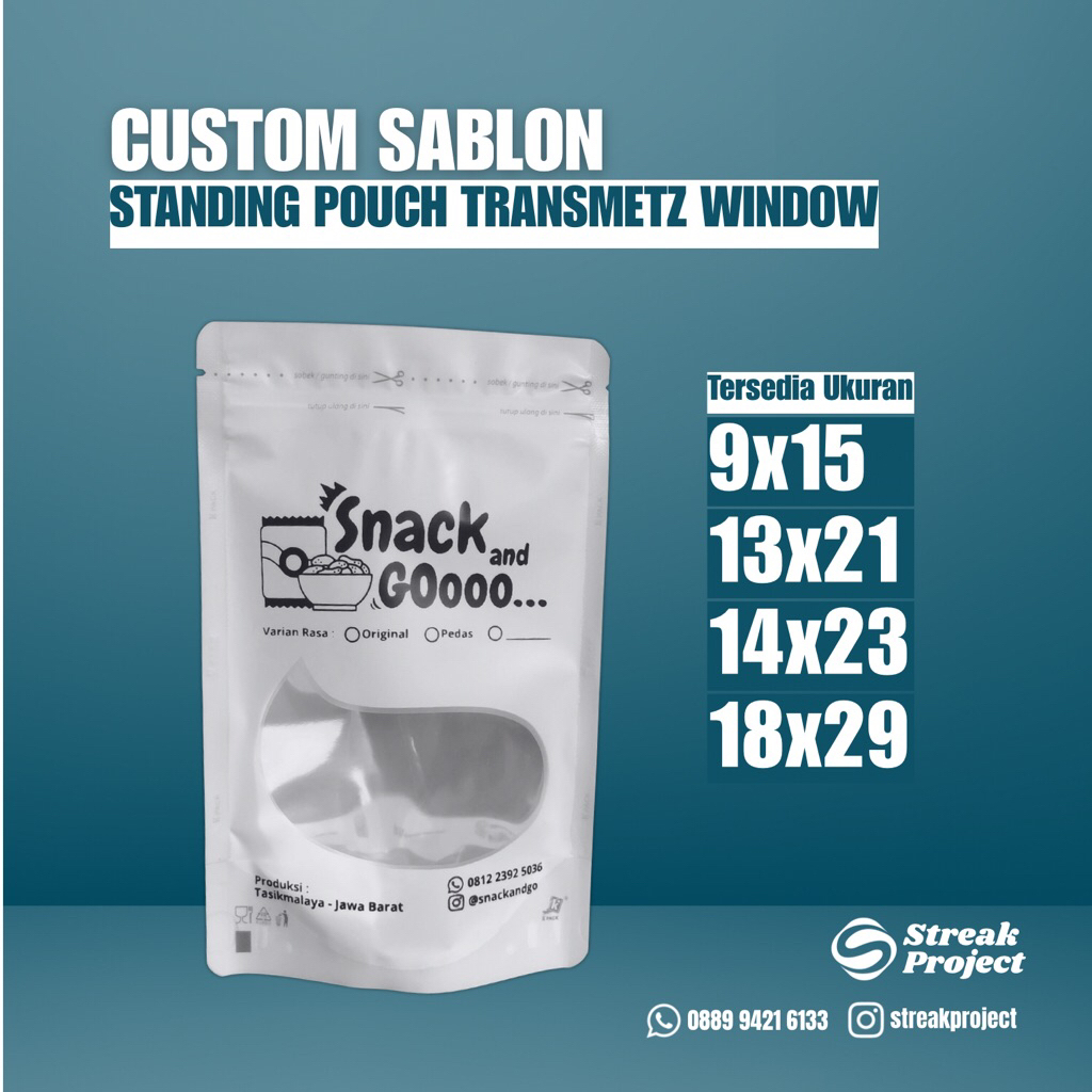 (Custom Sablon) Standing Pouch Transmetz Window