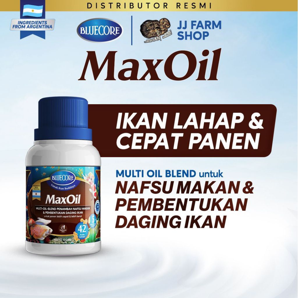 bluecore MAXOIL vitamin ikan dan perangsang nafsu makan ikan dan pembentukan daging dan pembesaran i