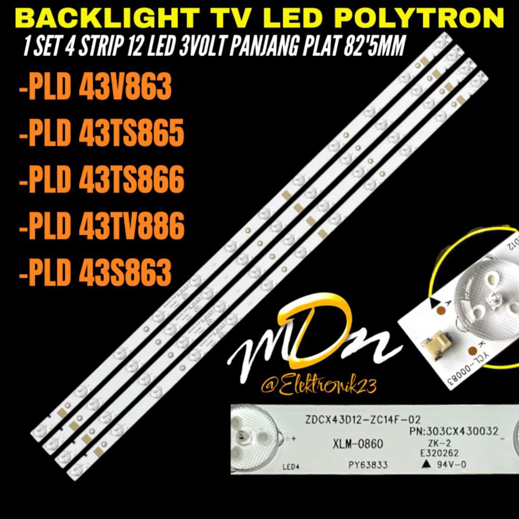 BACKLIGHT TV LED POLYTRON 43 INCH PLD -43V863- PLD -43S863 PLD-43TS865- PLD-43TS866- PLD-43TV886 BAC