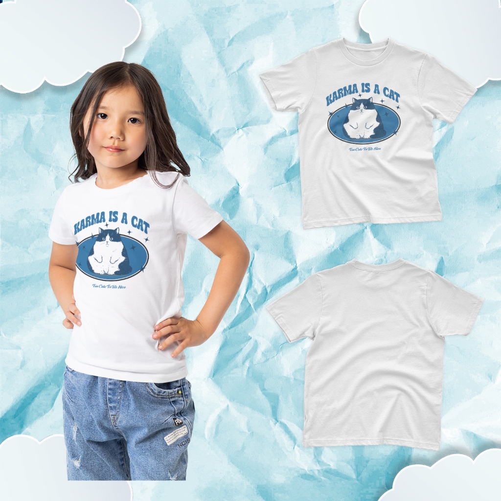 Kaos Tshirt Anak - Karma Is A Cat Unisex Cowo Cewe Usia 2 - 12 Tahun | Neophyte Club