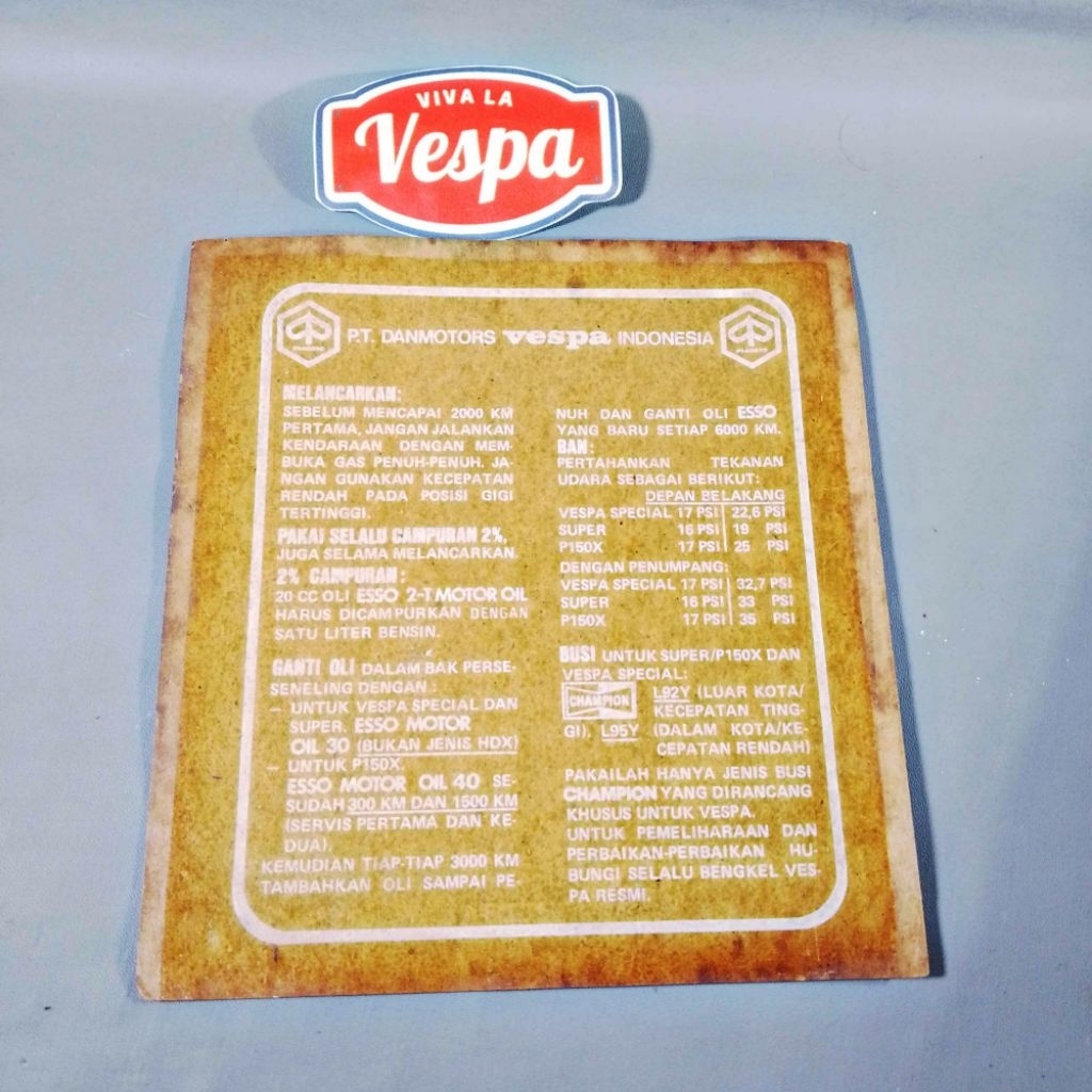 Stiker Running in Original PT Danmotors Vespa Super Sprint Tua
