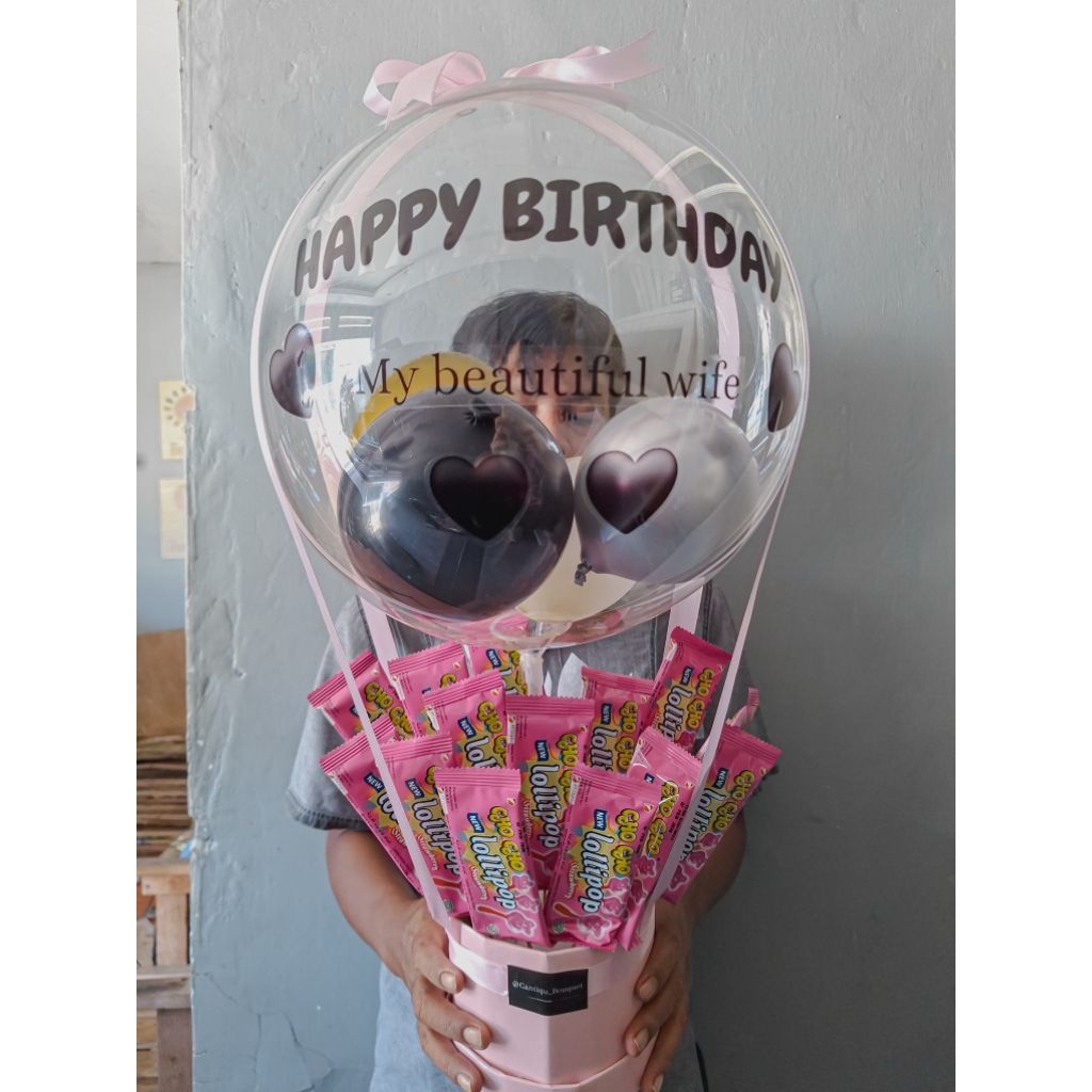 buket balon buket bunga balon pvc bloom box murah