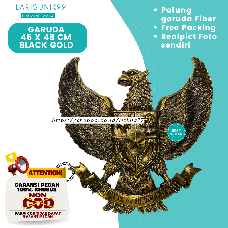 Hiasan Pajangan Patung Lambang Burung Garuda Pancasila Indonesia 45X48 PREMIUM 3D Tempel Gantung Uki