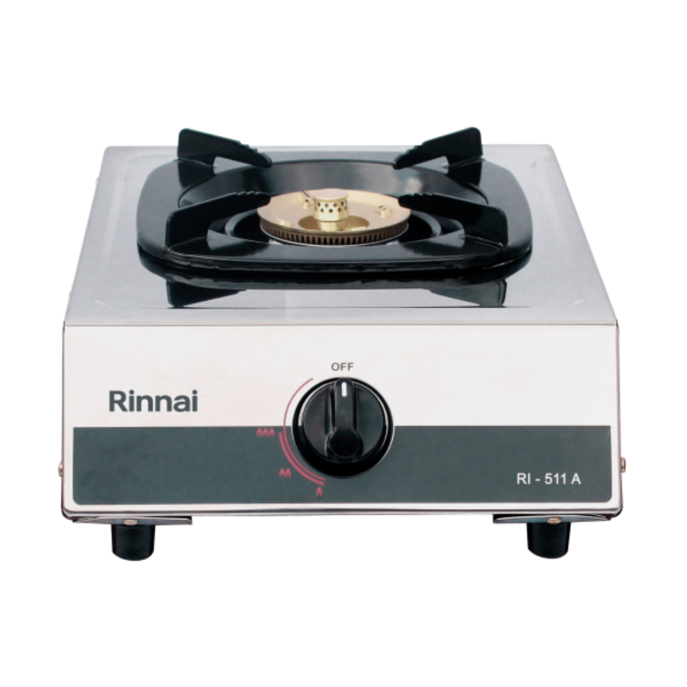 RINNAI KOMPOR GAS SATU TUNGKU API BESAR RI 511 A BAHAN STAINLESS STEEL GARANSI RESMI