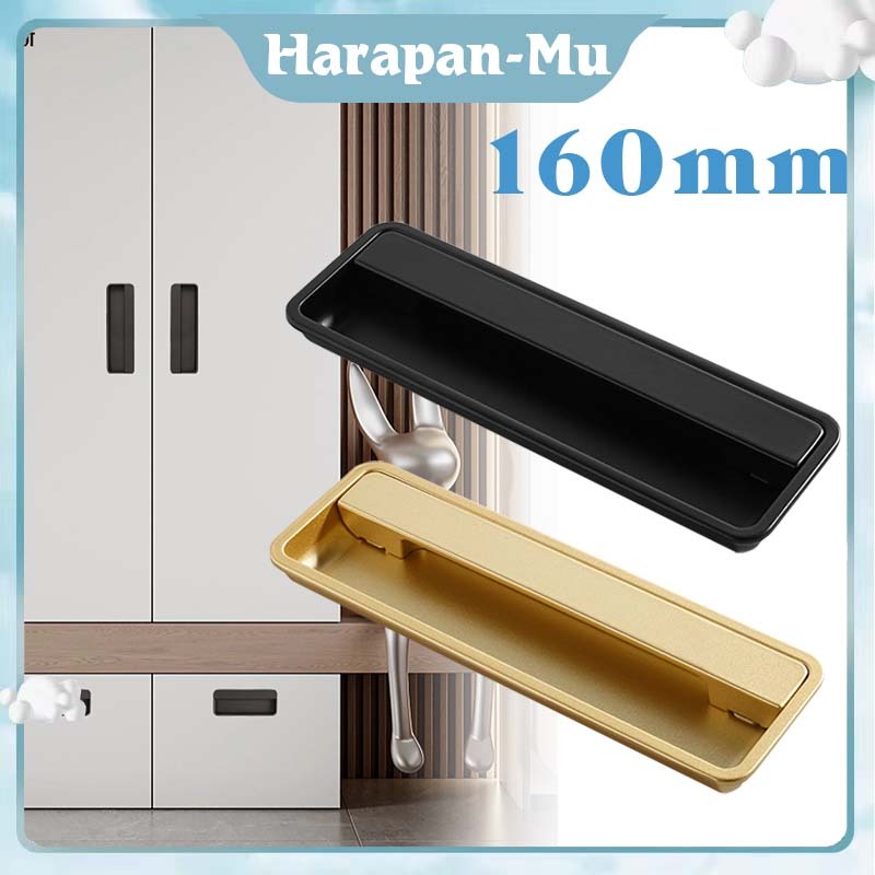 160mm Pintu Geser Sliding Lemari Laci / Recessed Handle Gold Black / Handle Pintu Geser Sliding