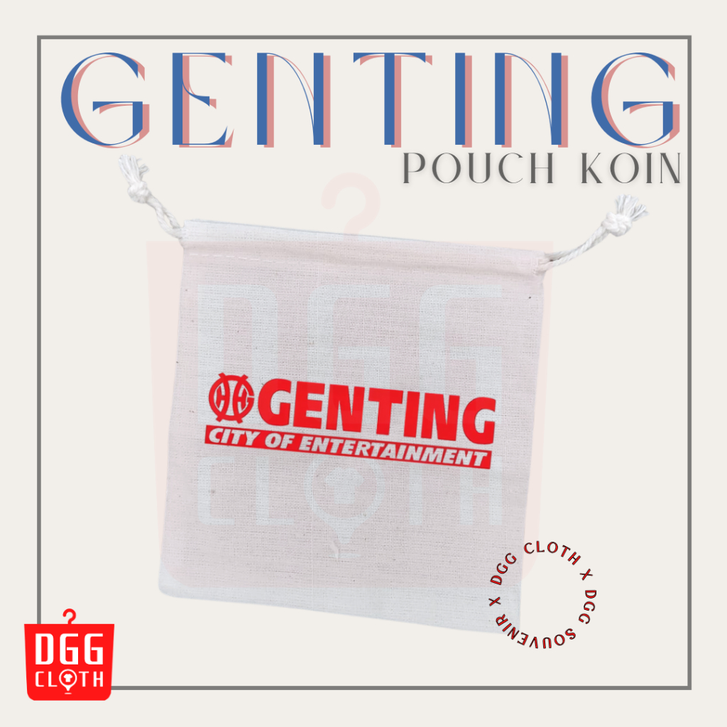 DGGCloth Pouch Koin Souvenir Genting Highland Skyworld Dompet Koin Oleh Oleh Malaysia Bahan Blacu Ta