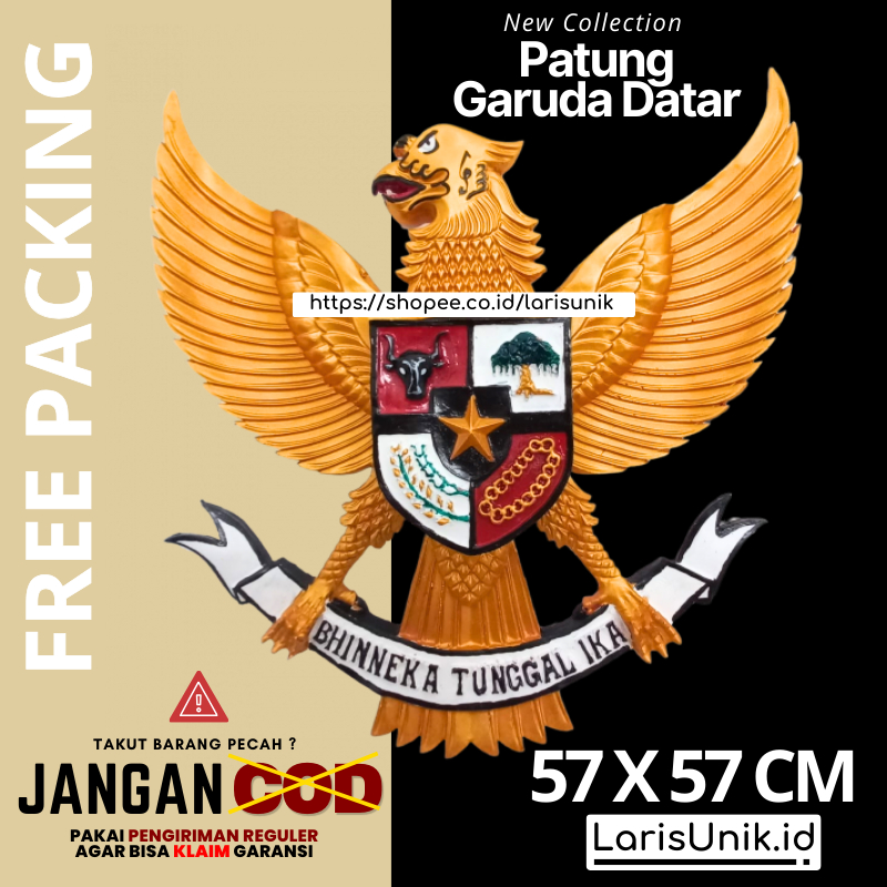 Pajangan Dinding Garuda Pancasila 3D 3 Dimensi Lambang Replika Burung Garuda Indonesia Fiber Gold Be