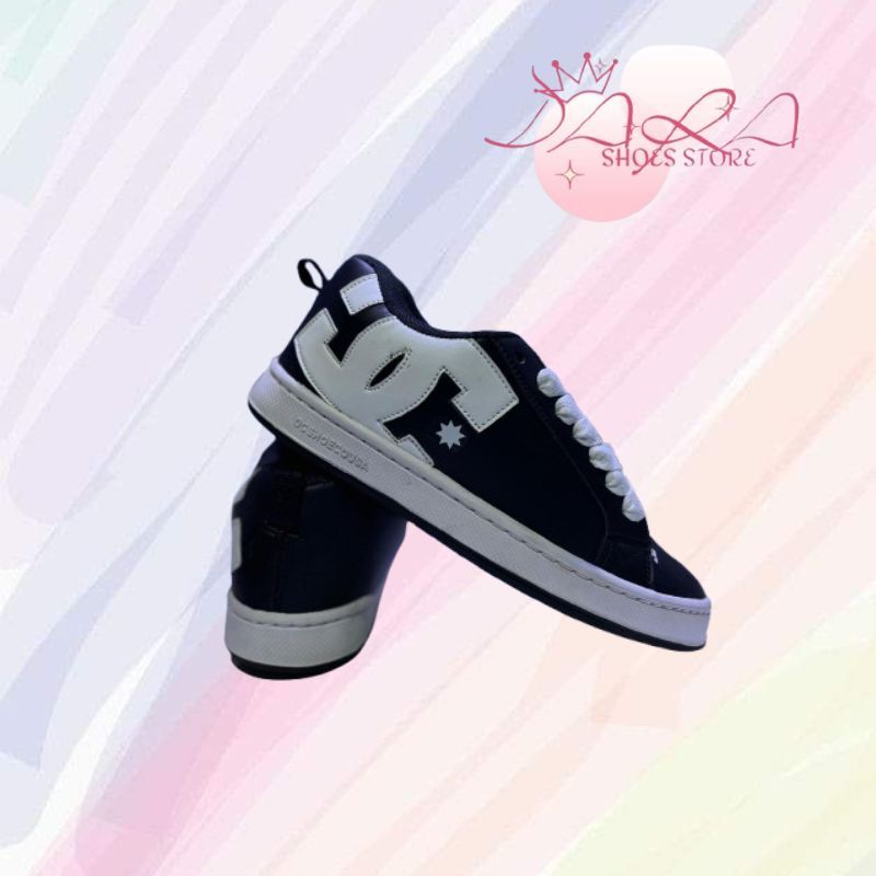 SEPATU  DC COURT GRAFIK BLACK WHITE PRIA DAN WANITA UNISEX SNEAKERS GEMUK
