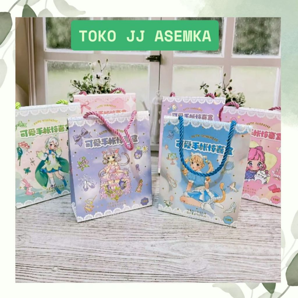PAPERBAG STICKER WASHI TAPE NITES SET MOTIF CUTE GIRL GRATIS PERATA QJF-D WARNA WARNI KADO UNIK BUNG
