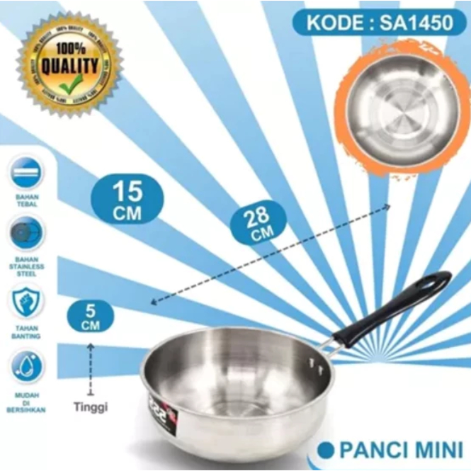 PANCI MINI PANCI SUSU PANCI MIE PANCI KOS KECIL BAHAN STAINLESS GAGANG ANTI PANAS SA1450