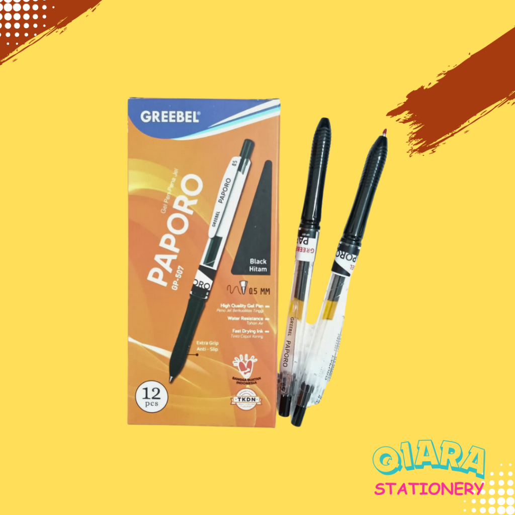 

1 Kotak Pulpen Gel Grebeel Paroro 0.5mm – Tinta Halus & Cepat Kering (Isi 12 PCS)