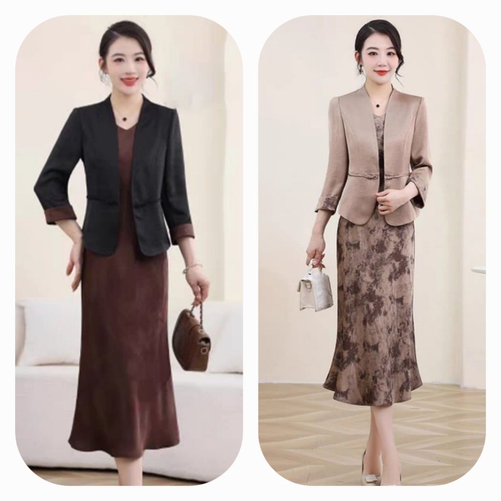 Dress Setelan Bleazer Semi Formal 9445/Dress Setelan Blazer Wanita RumahButikBellicia
