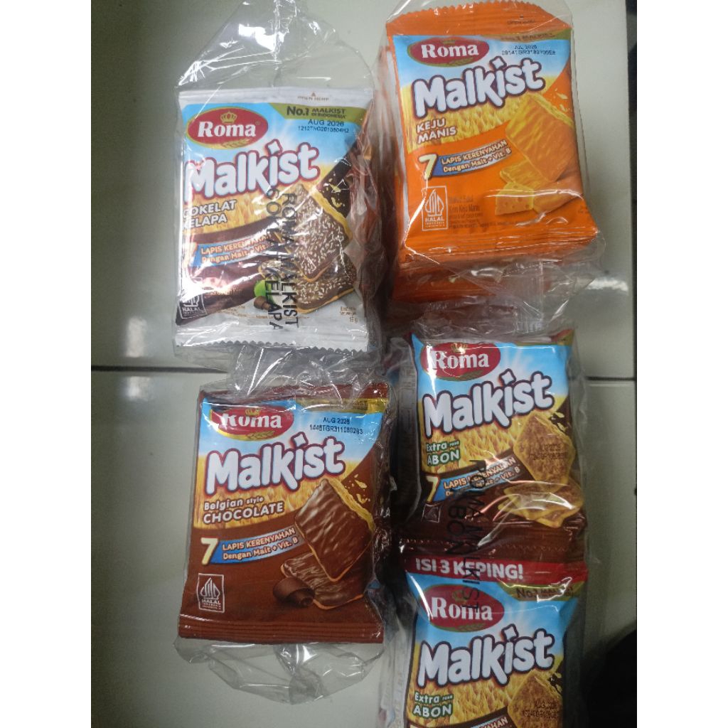 

Roma Malkist Abon, Cokelat, Keju, Kelapa Renteng