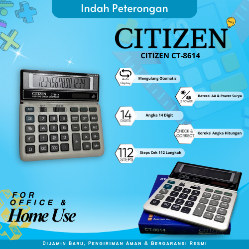 KALKULATOR CITIZEN CT-8614/KALKULATOR DAGANG/KALKULATOR SEKOLAH/KALKULATOR LENGKAP/KALKULATOR MURAH/