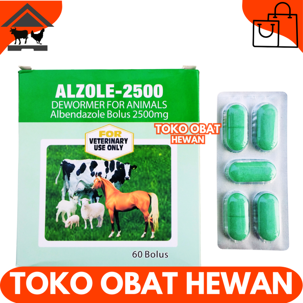 ALZOLE 2500 1 STRIP (5 BOLUS) - Obat Cacing Sapi Kerbau Bolus - Obat Cacing Sapi Paling Ampuh
