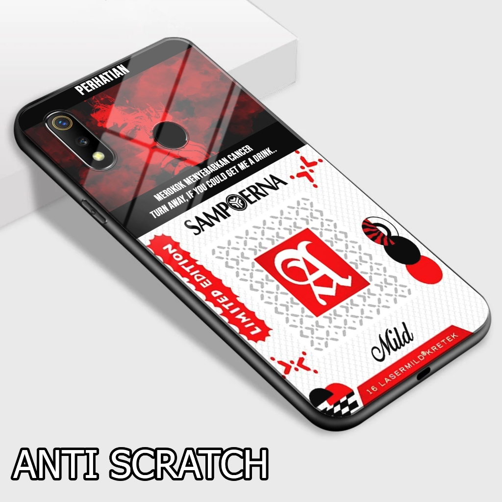 Case Realme 3 Untuk Hp Casing Hardcase Ponsel Kaca Cassing Fashion Luxury Rokok Smoke Terbaru Glass 