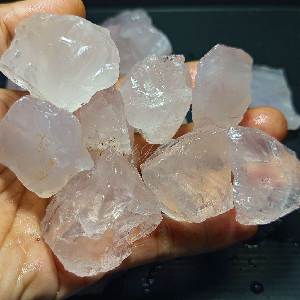 Batu kristal pink quartz/bongkahan batu kristal pink rose quartz/batu akik