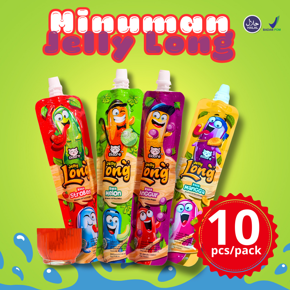 

MINUMAN JELLY LONG ISI 10PCS Anggur Melon Mangga Jeli Puding Food Pudding Fruity Rendah gula Alami Almond