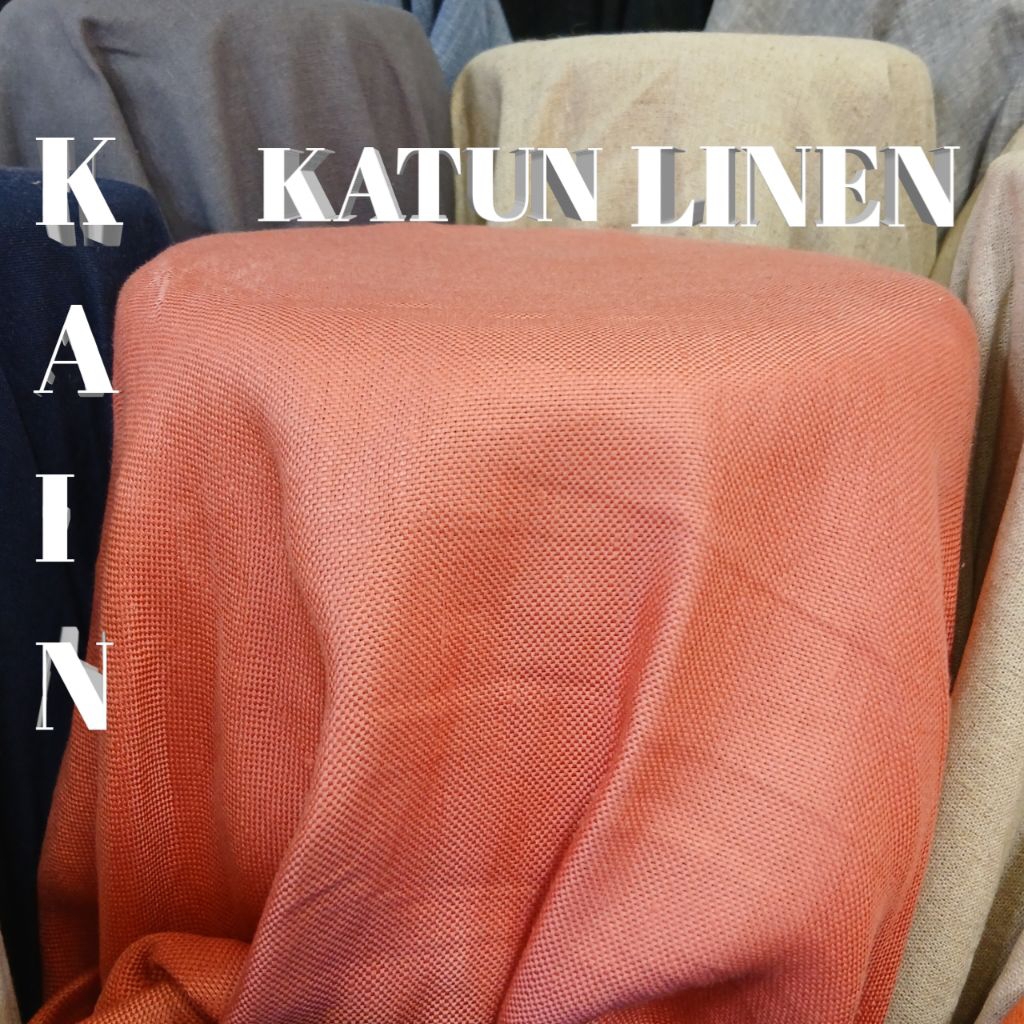 Kain bahan katun linen polos / Kain katun linen import