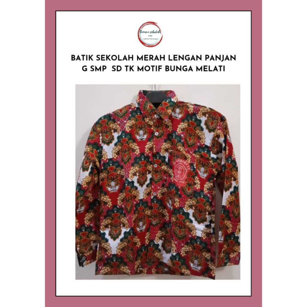 SERAGAM BATIK SEKOLAH LENGAN PANJANG SMP SMA MOTIF BUNGA MELATI